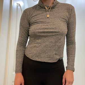 madewell whisper cotton turtleneck heathered grey